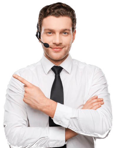 Person on a headset providing customer support