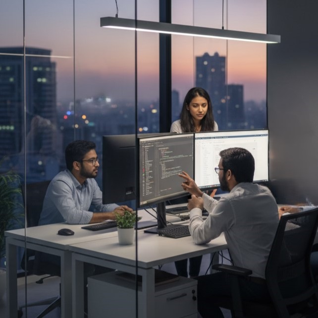 The Pixelvate team working collaboratively.