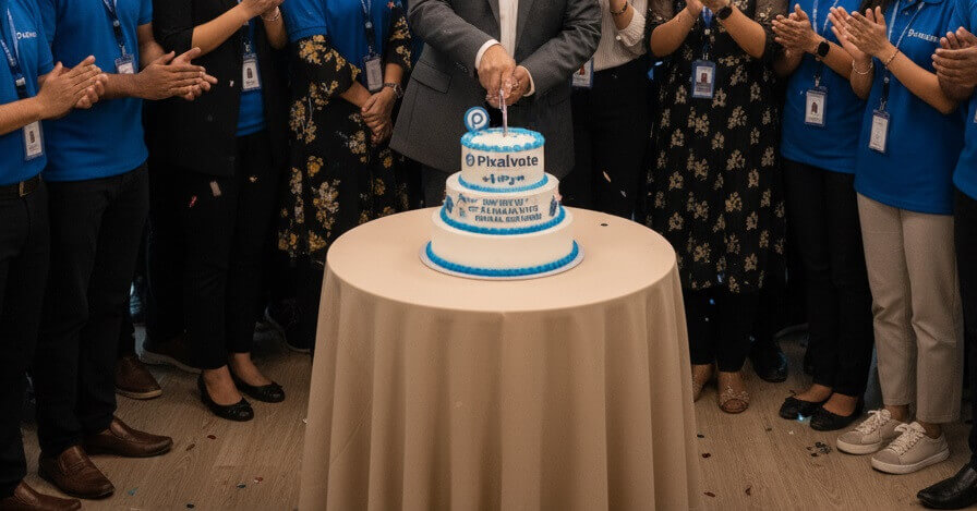 Celebrating a successful project launch.