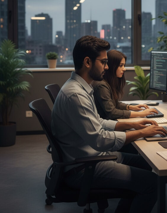 Celebrating a successful project launch.